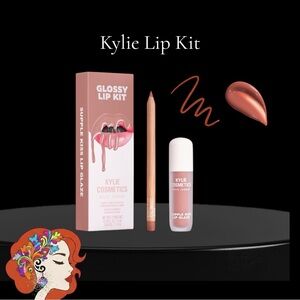 Kylie Cosmetics Glossy Lip Kit - Coral + Matte Liquid lipstick sample kit.